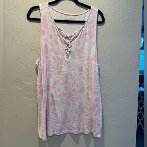Torrid Lovesick Pink & White Lace-Up Floral Tank